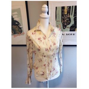 Floral Button Down Long Sleeve Top | Cream